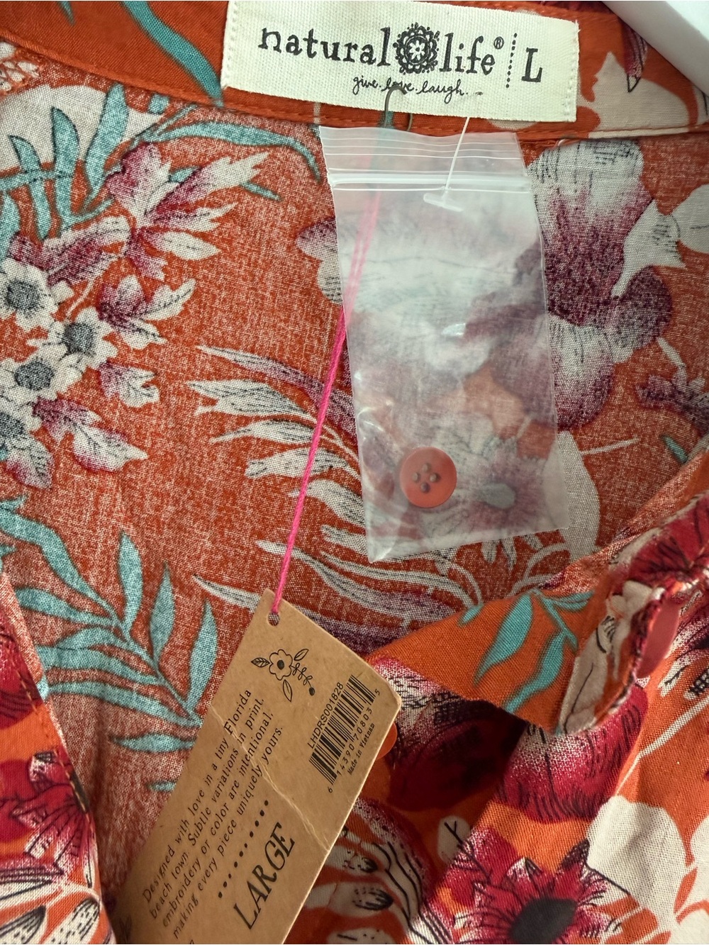 Natural Life Rebecca Midi Dress Orange Tropical Floral NWT L - Picture 8 of 14
